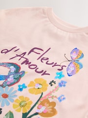 Pink Floral Sequin Graphic T-Shirt (3-16yrs) - Image 6 of 6