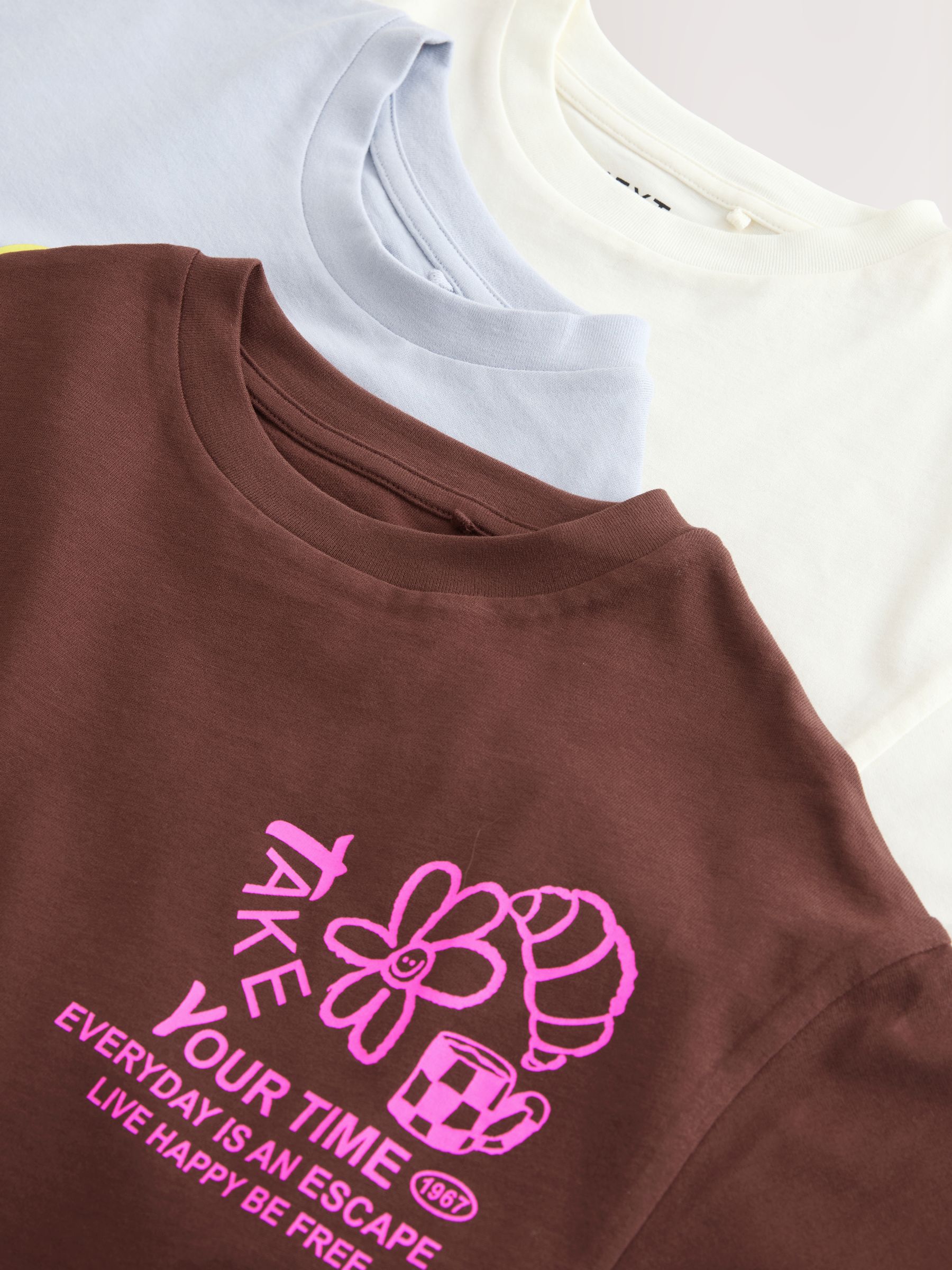 ちょこ Buy Chocolate Brown Cafe Oversized Graphic T-Shirts 3 Pack (3
