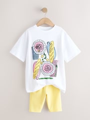 White Pasta T-Shirt and Cycling Shorts Set (3-16yrs) - Image 2 of 5