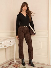Love & Roses Black V-Neck Chiffon Mix Jersey Top - Image 3 of 4