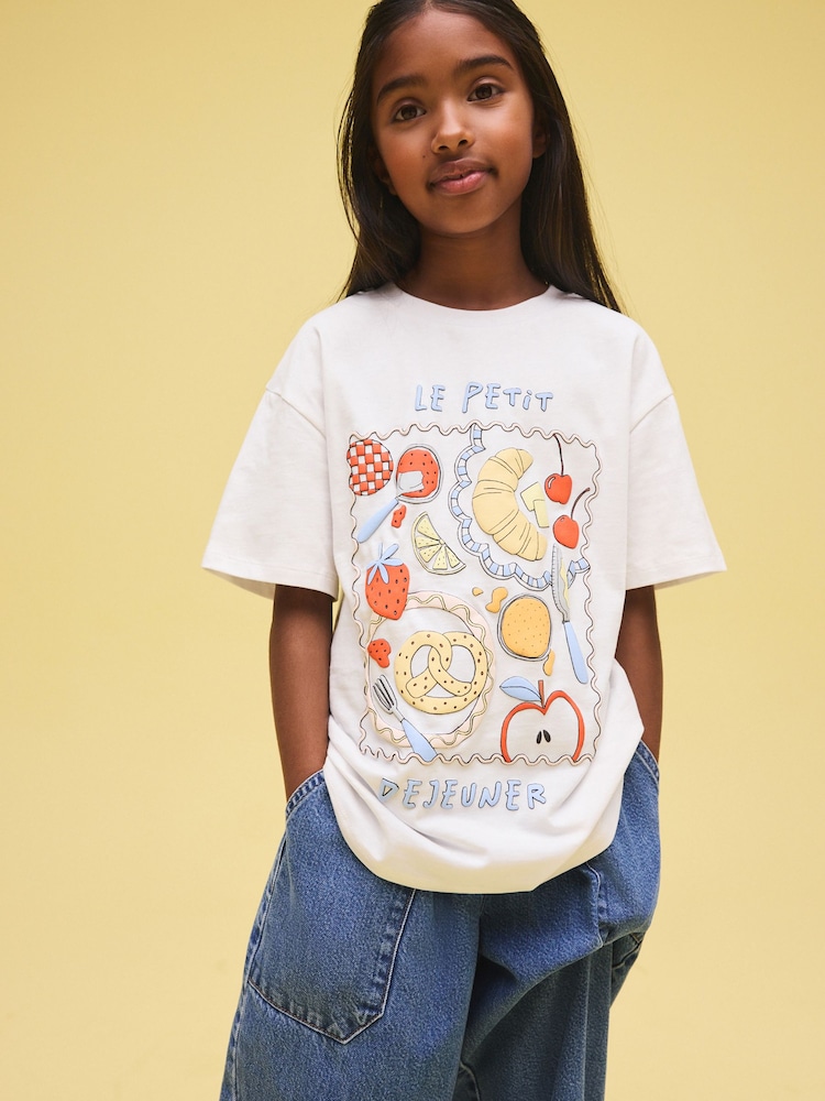 White Breakfast Easter Bunny Oversized Graphic Print T-Shirt (3-16yrs) - Image 1 of 12 White Breakfast Easter Bunny Oversized Graphic Print T-Shirt (3-16yrs) - Image 1 of 12
