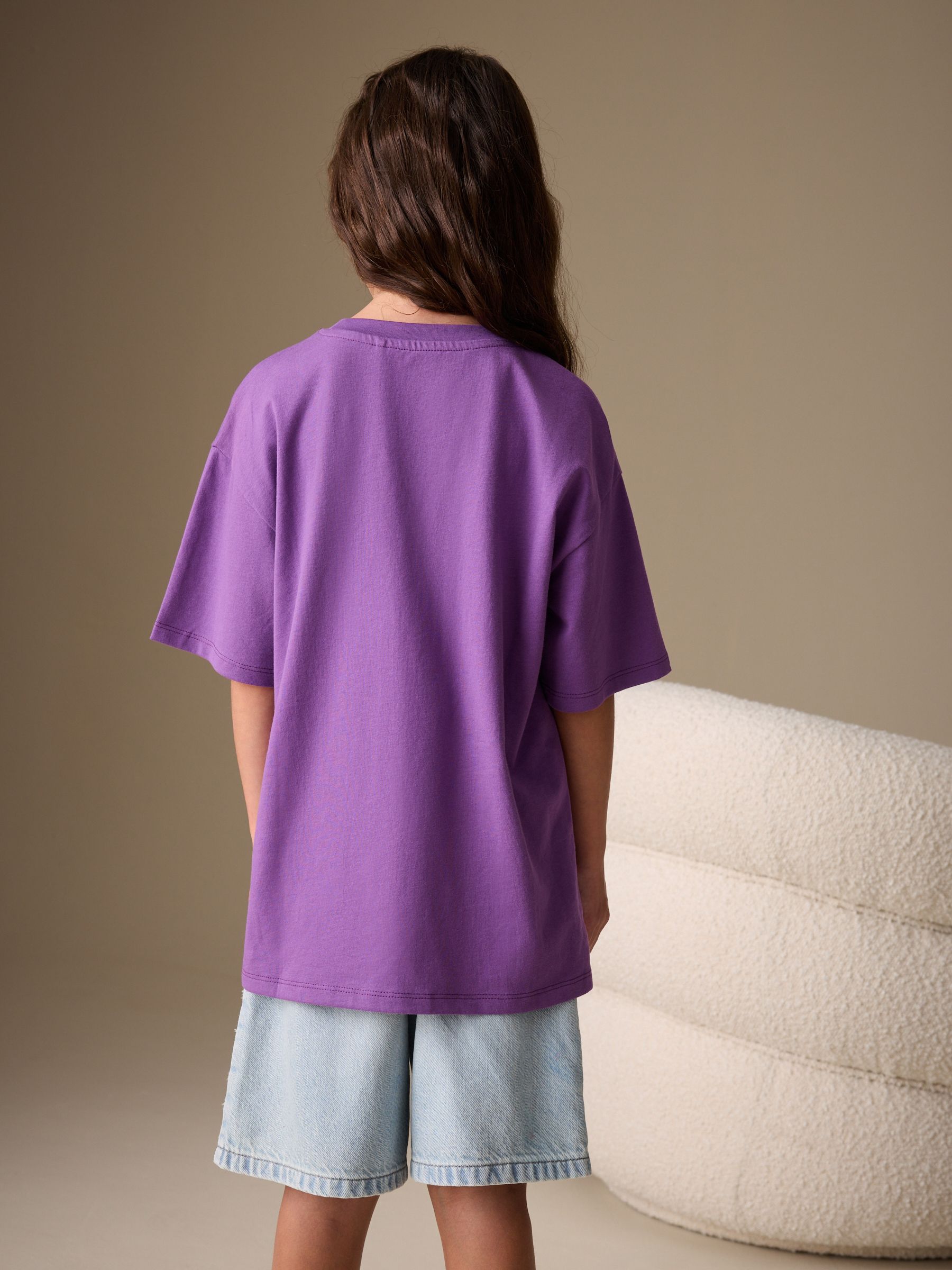 Buy Purple Sushi Oversized Graphic Print T-Shirt (3-16yrs) from