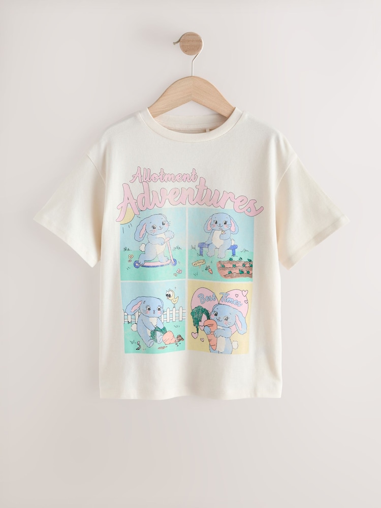 Häschenmotiv, ecru - Übergroßes T-Shirt mit Grafikprint (3–16Jahre) - Bild 1 von 4