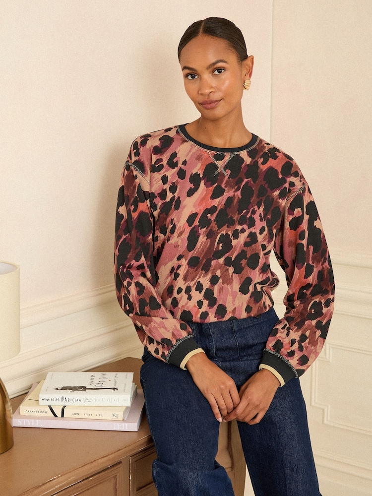 Love & Roses Brown Crew Neck Jersey Sequin Sweatshirt - Image 1 of 4