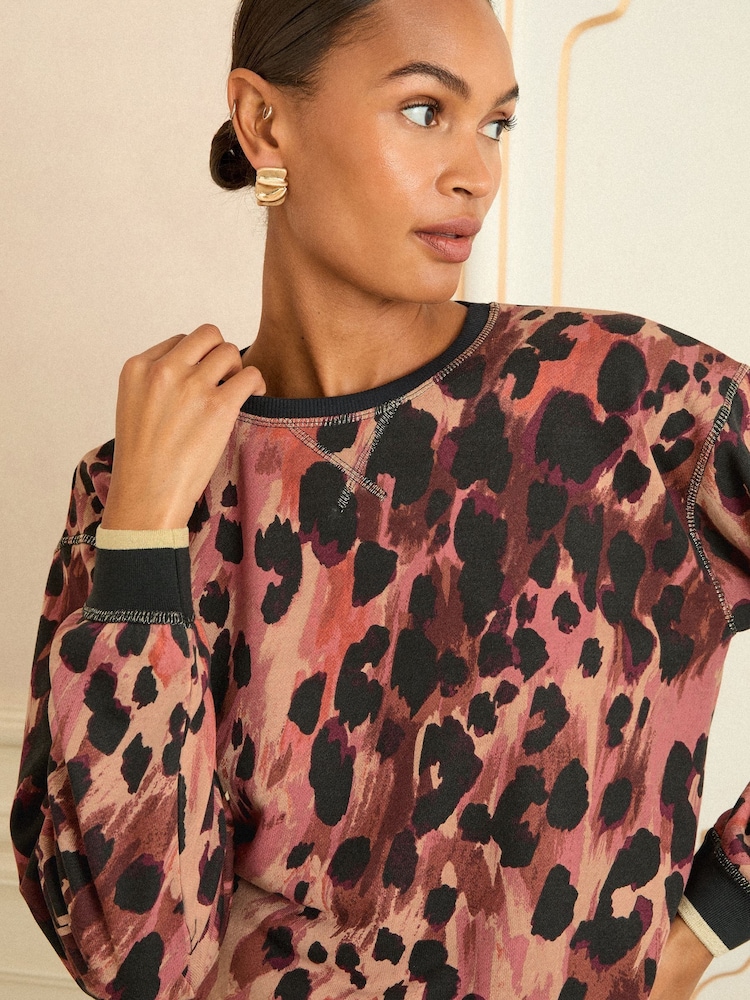 Love & Roses Brown Crew Neck Jersey Sequin Sweatshirt - Image 2 of 4