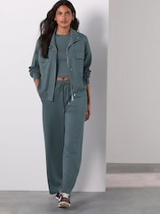 Pale Blue Slinky Supersoft Tie Front Wide Leg Trousers - Image 1 of 8