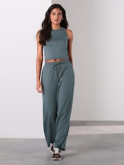 Pale Blue Slinky Supersoft Tie Front Wide Leg Trousers - Image 2 of 8