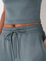 Pale Blue Slinky Supersoft Tie Front Wide Leg Trousers - Image 5 of 8