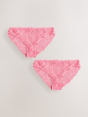 Pink High Leg Ultimate Comfort Lace Knickers 2 Pack - Image 8 of 11