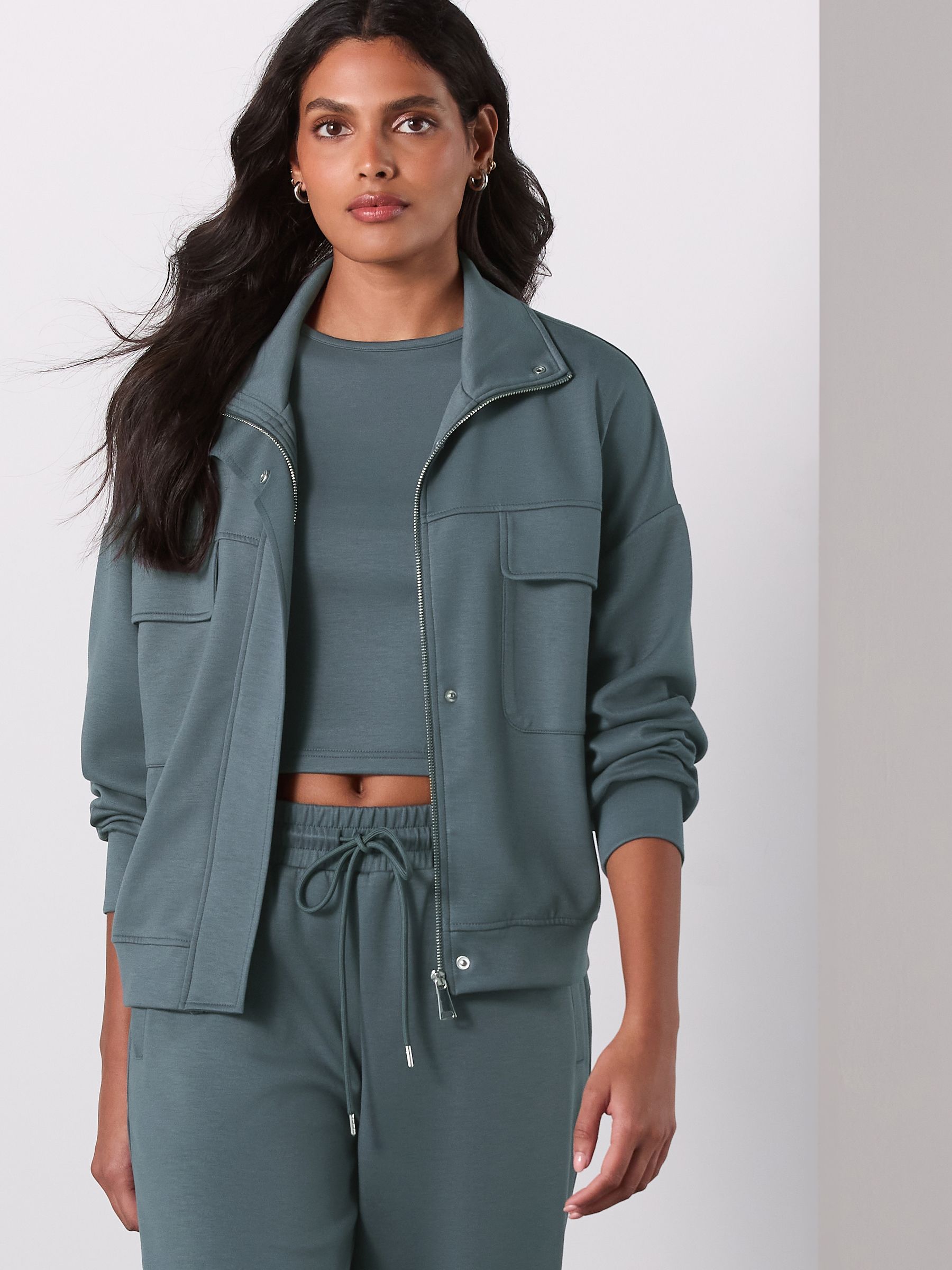 Buy Teal Blue Viscose Slinky Utility Jacket from the Next UK