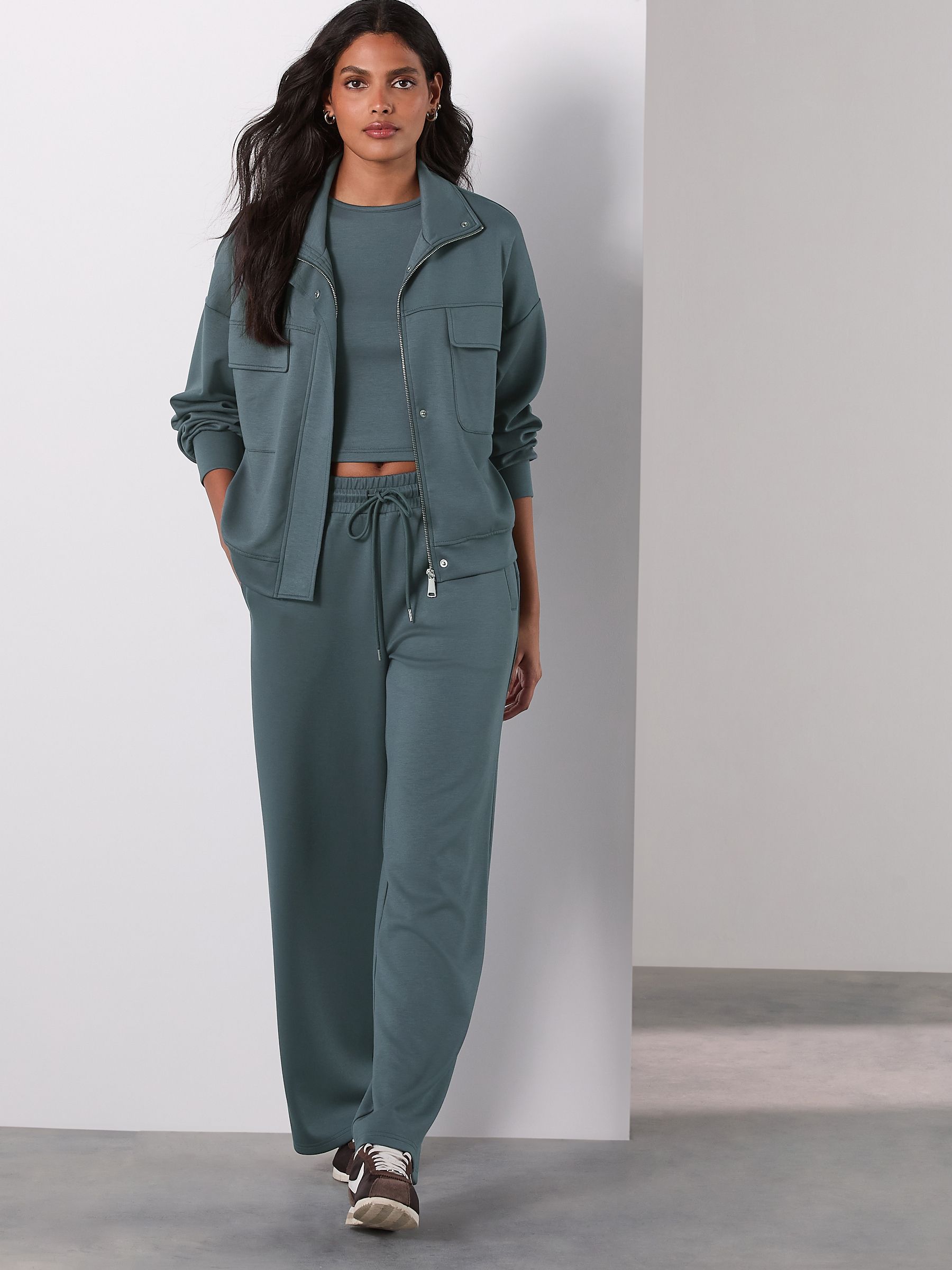 Buy Teal Blue Viscose Slinky Utility Jacket from the Next UK