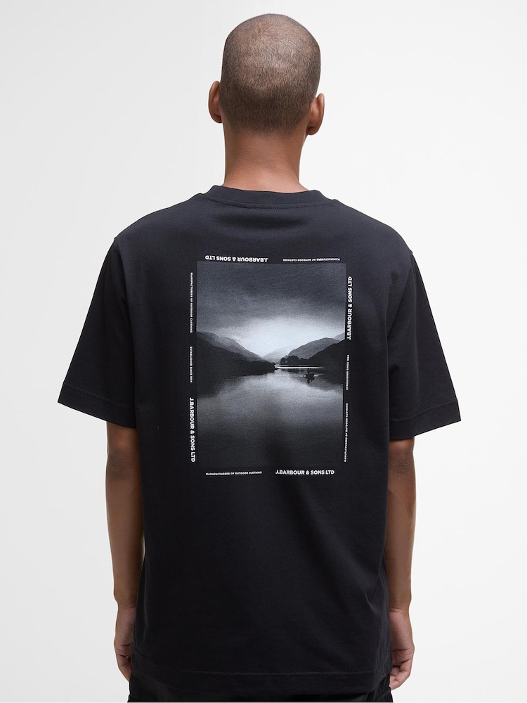 Barbour® Black Parkend Photographic Relaxed T-Shirt - Image 2 of 10 Barbour® Black Parkend Photographic Relaxed T-Shirt - Image 2 of 10