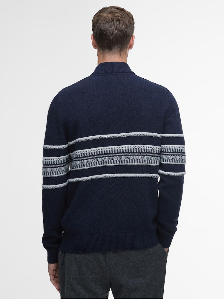 Barbour® Blue Kepwick Half Zip Jumper - Image 2 of 5 Barbour® Blue Kepwick Half Zip Jumper - Image 2 of 5