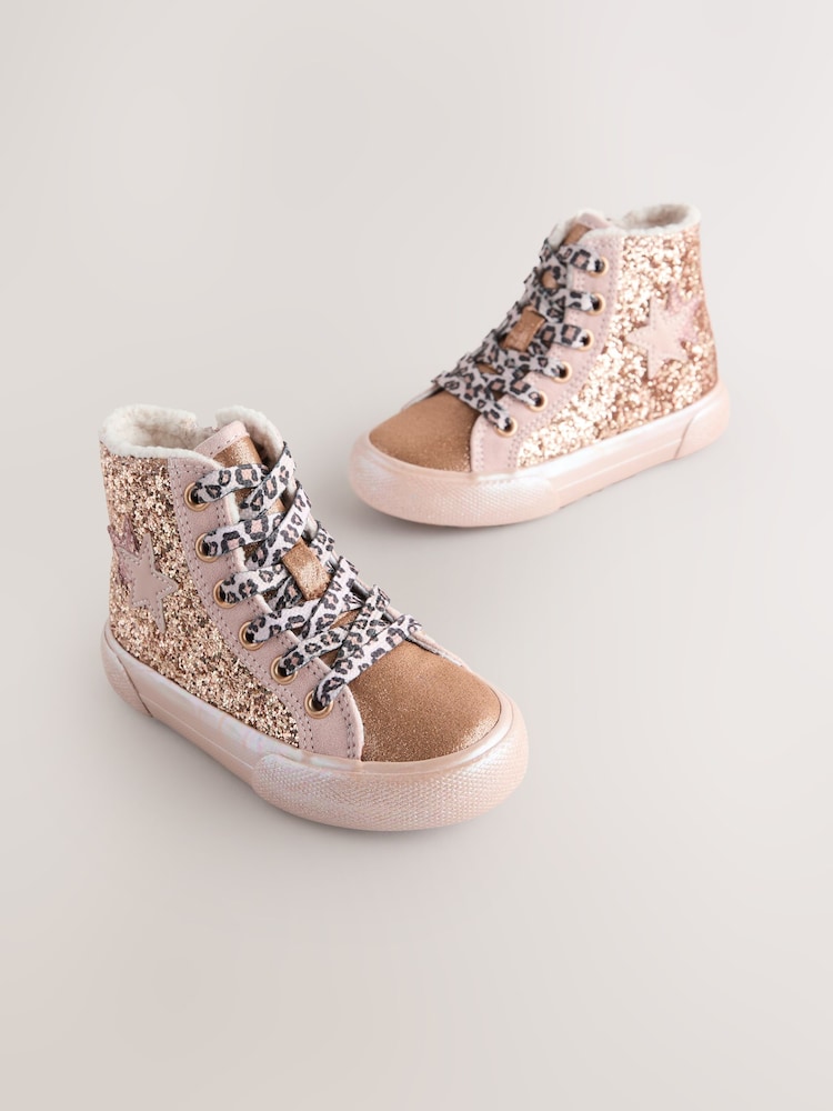 Gold Wide Fit (G) Star High Top Trainers - Image 2 of 6