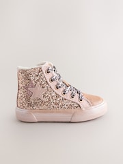 Gold Wide Fit (G) Star High Top Trainers - Image 3 of 6
