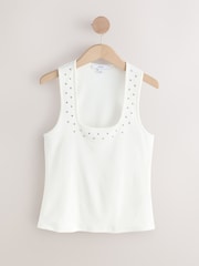 Ecru Studded Scoop Rib Vest - Image 6 of 8