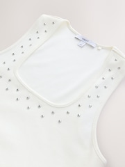 Ecru Studded Scoop Rib Vest - Image 7 of 8