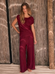 Berry Pink Drape Sleeveless Jacquard Top - Image 1 of 5