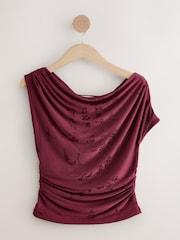 Beerenrosa - Cowl Neck Sleeveless Jacquard Top - Bild 6 von 8