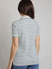 Weird Fish Grey Janely Striped Pique 100% Cotton Polo Shirt - Image 2 of 7