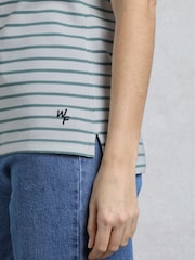 Weird Fish Grey Janely Striped Pique 100% Cotton Polo Shirt - Image 4 of 7