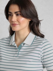 Weird Fish Grey Janely Striped Pique 100% Cotton Polo Shirt - Image 5 of 7