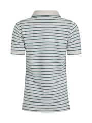 Weird Fish Grey Janely Striped Pique 100% Cotton Polo Shirt - Image 7 of 7