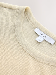Champagne Gold Sparkle Half Sleeve Crew Neck T-shirt - Image 7 of 7