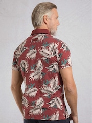 Weird Fish Red Sarat Printed 100% Cotton Polo Shirt - Image 2 of 6