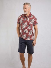 Weird Fish Red Sarat Printed 100% Cotton Polo Shirt - Image 3 of 6