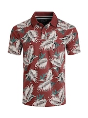 Weird Fish Red Sarat Printed 100% Cotton Polo Shirt - Image 5 of 6