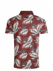 Weird Fish Red Sarat Printed 100% Cotton Polo Shirt - Image 6 of 6