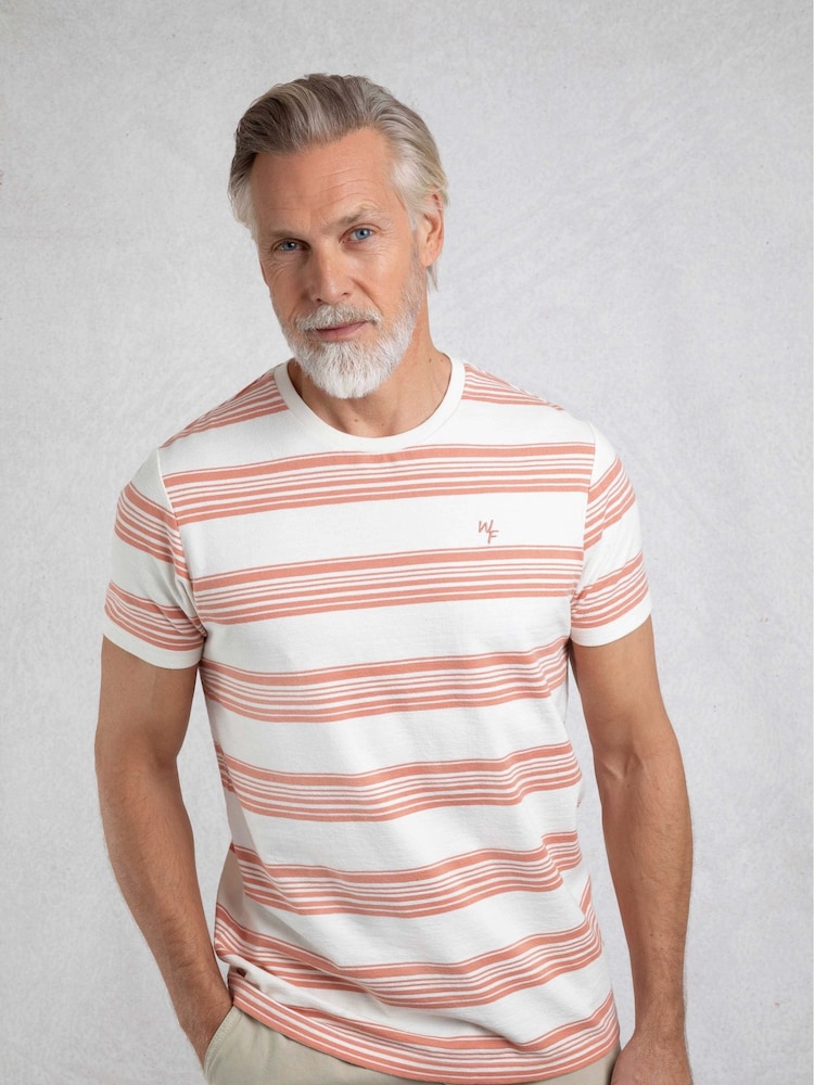 Белый - Weird Fish Xavier Crepe Stripe T-Shirt - Image 1 of 6