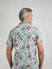 Weird Fish Blue Sarat Printed 100% Cotton Polo Shirt - Image 2 of 7