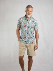 Weird Fish Blue Sarat Printed 100% Cotton Polo Shirt - Image 3 of 7