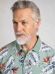 Weird Fish Blue Sarat Printed 100% Cotton Polo Shirt - Image 4 of 7