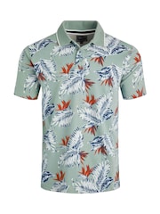 Weird Fish Blue Sarat Printed 100% Cotton Polo Shirt - Image 6 of 7