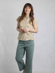 Weird Fish Yellow Alia Printed Jersey 100% Cotton Blouse - Image 3 of 6