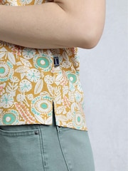 Weird Fish Yellow Alia Printed Jersey 100% Cotton Blouse - Image 4 of 6