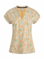 Weird Fish Yellow Alia Printed Jersey 100% Cotton Blouse - Image 5 of 6