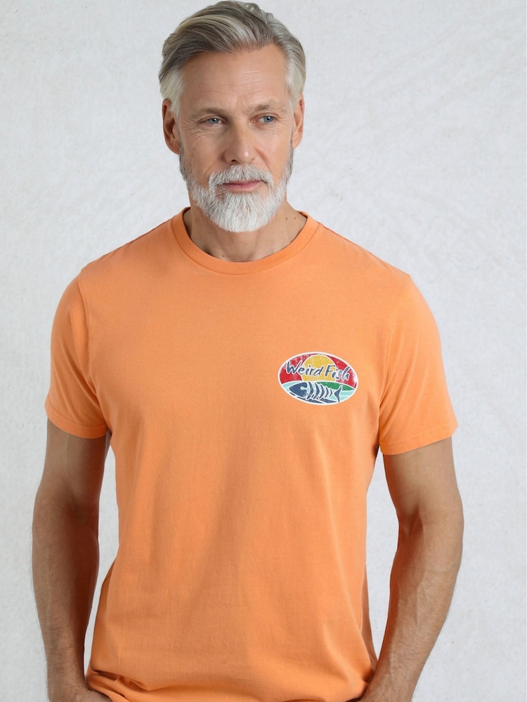 Weird Fish Orange Land and Sea Back Print Graphic 100% Cotton T-Shirt - Image 1 of 7 Weird Fish Orange Land and Sea Back Print Graphic 100% Cotton T-Shirt - Image 1 of 7