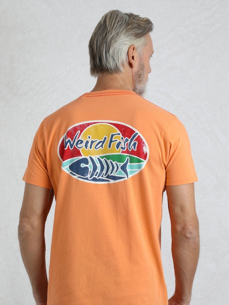 Weird Fish Orange Land and Sea Back Print Graphic 100% Cotton T-Shirt - Image 2 of 7 Weird Fish Orange Land and Sea Back Print Graphic 100% Cotton T-Shirt - Image 2 of 7