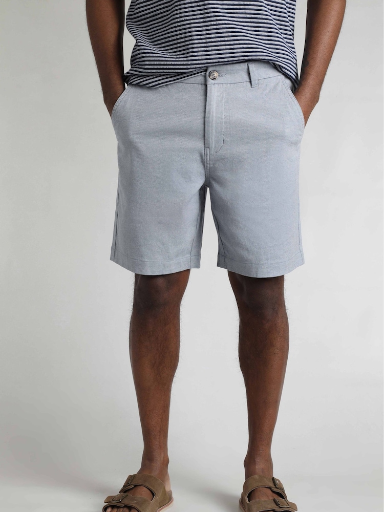 Weird Fish Blue Charleston Textured 100% Cotton Chino Shorts - Image 1 of 7