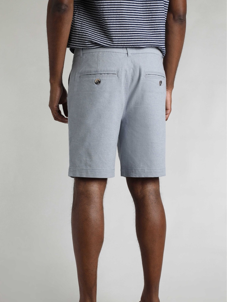 Weird Fish Blue Charleston Textured 100% Cotton Chino Shorts - Image 2 of 7 Weird Fish Blue Charleston Textured 100% Cotton Chino Shorts - Image 2 of 7
