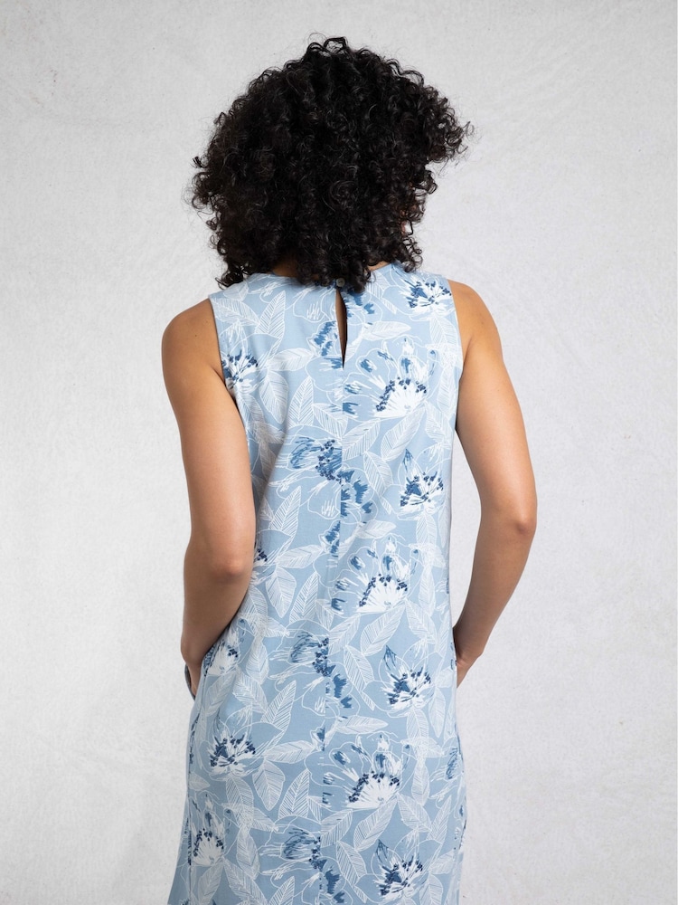 Weird Fish Blue Adenea 100% Cotton Jersey Shift Dress - Image 2 of 6