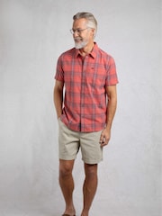 Weird Fish Red Angeles Vintage Wash Short Sleeve 100% Cotton Check Shirt - Image 1 of 7