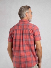 Weird Fish Red Angeles Vintage Wash Short Sleeve 100% Cotton Check Shirt - Image 2 of 7