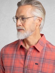Weird Fish Red Angeles Vintage Wash Short Sleeve 100% Cotton Check Shirt - Image 4 of 7