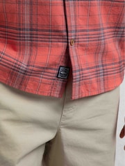 Weird Fish Red Angeles Vintage Wash Short Sleeve 100% Cotton Check Shirt - Image 5 of 7