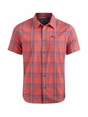 Weird Fish Red Angeles Vintage Wash Short Sleeve 100% Cotton Check Shirt - Image 6 of 7